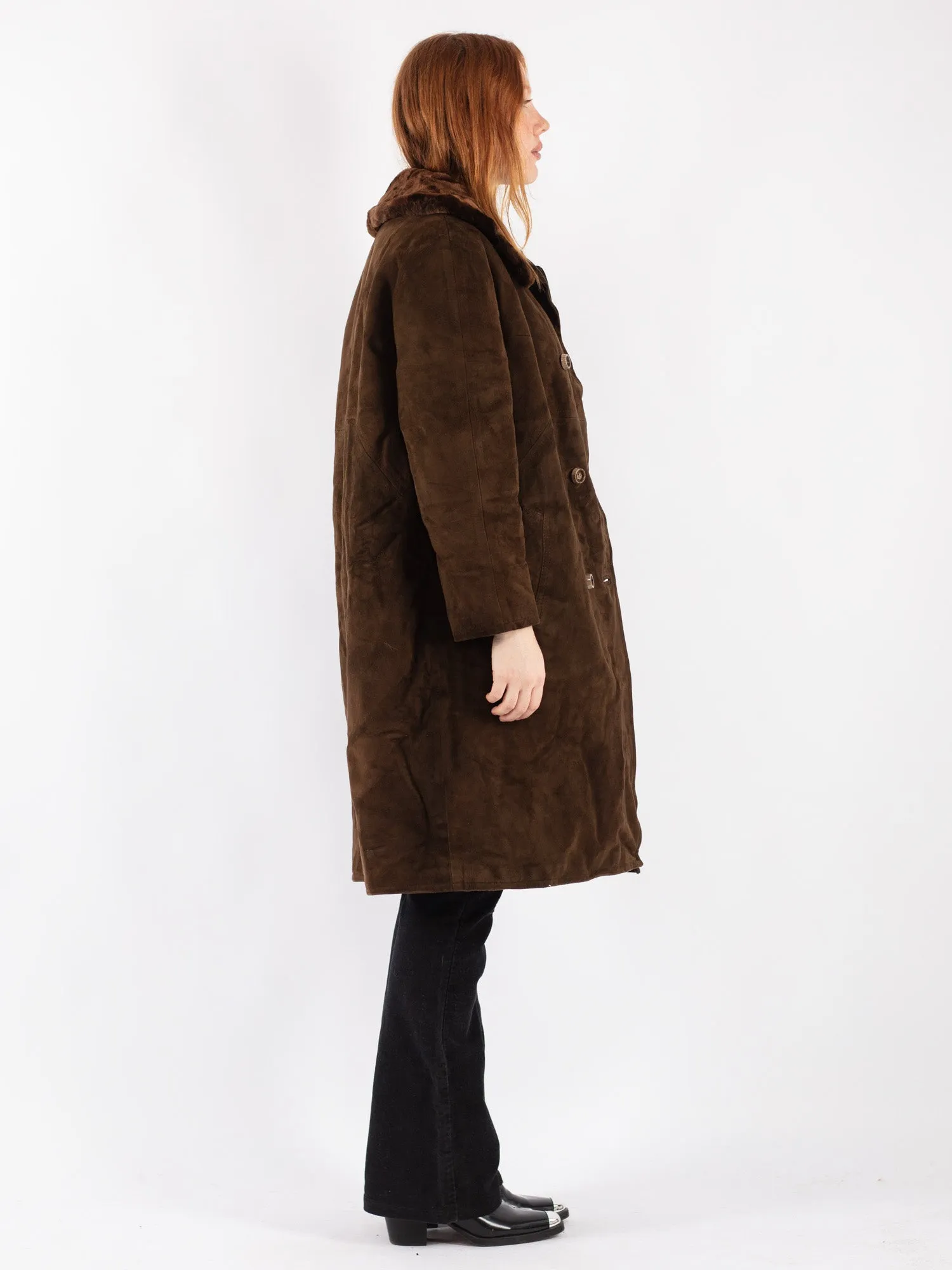 Vintage 70's Women Sheepskin Coat in Brown