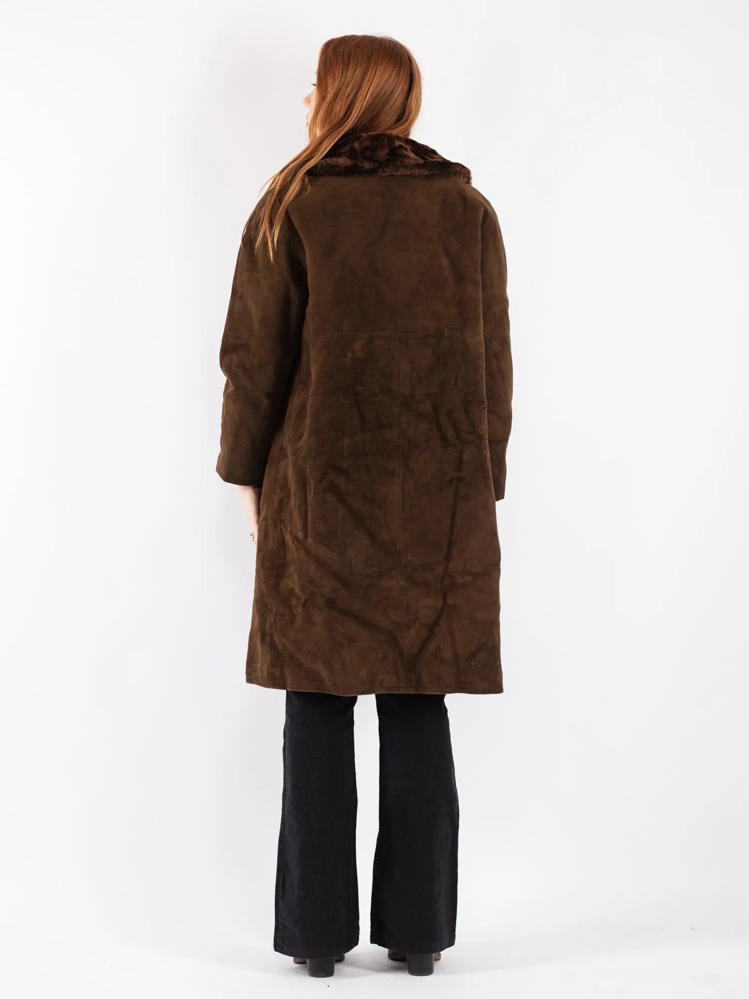 Vintage 70's Women Sheepskin Coat in Brown