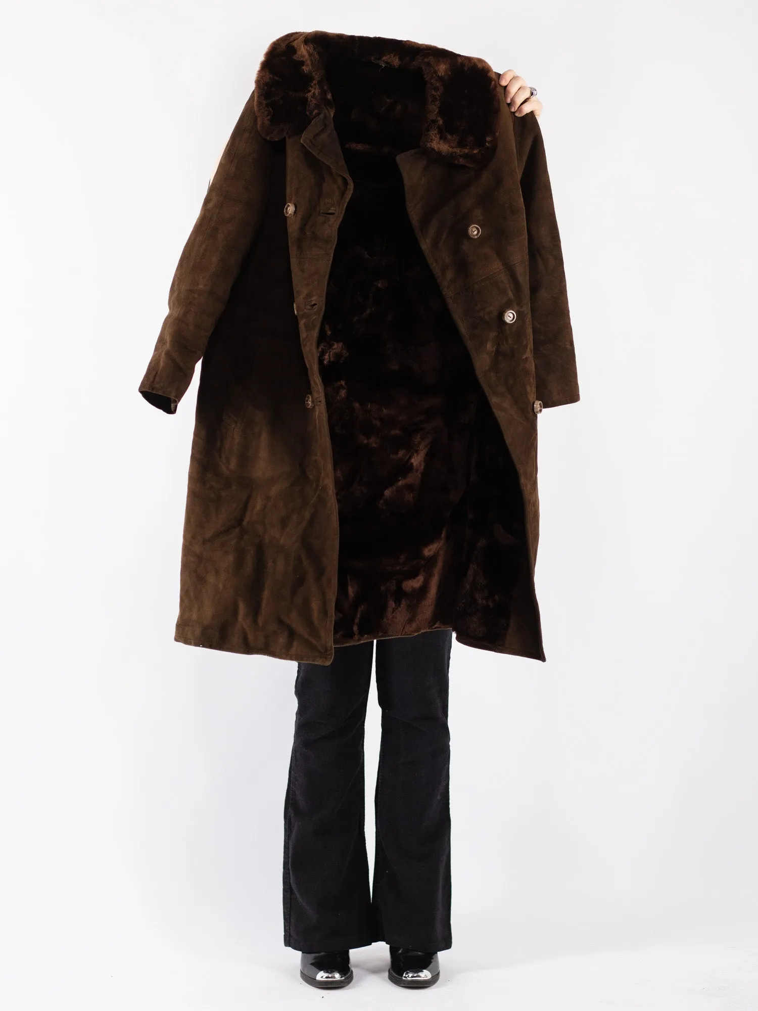 Vintage 70's Women Sheepskin Coat in Brown