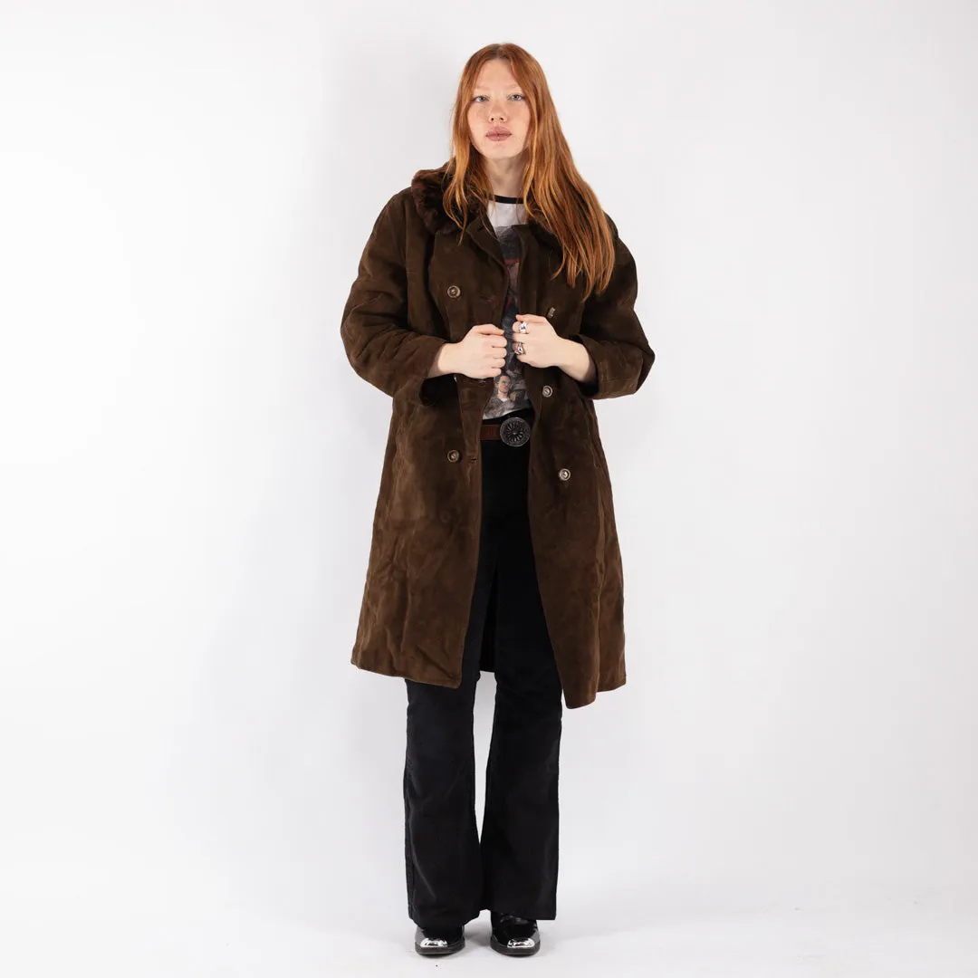 Vintage 70's Women Sheepskin Coat in Brown