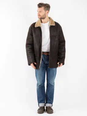 Vintage 80's Men Sheepskin Coat in Brown