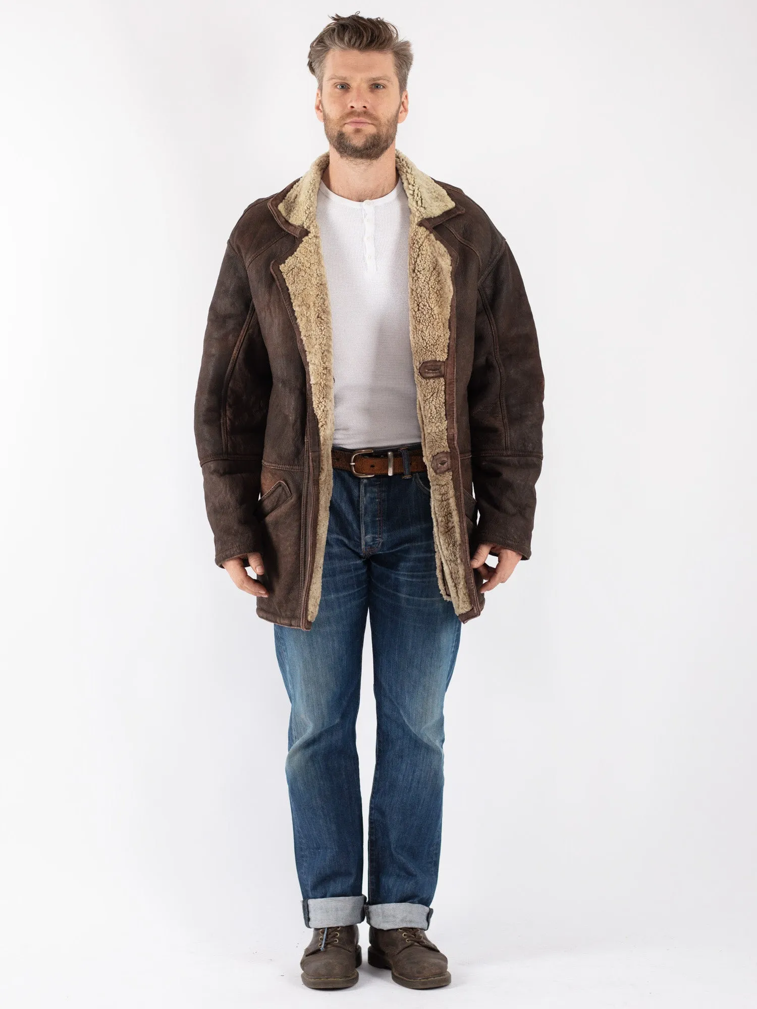 Vintage 90's Men Sheepskin Coat in