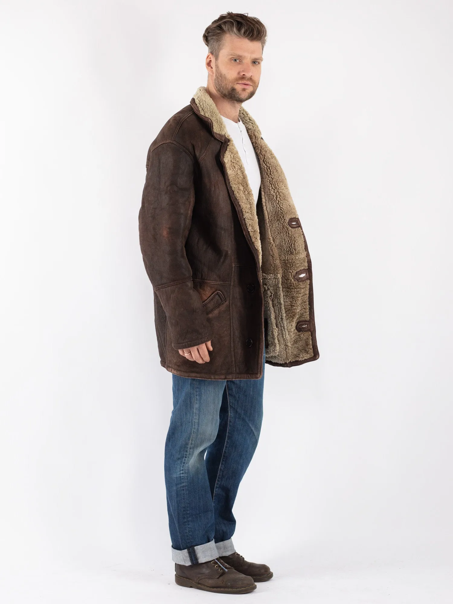 Vintage 90's Men Sheepskin Coat in