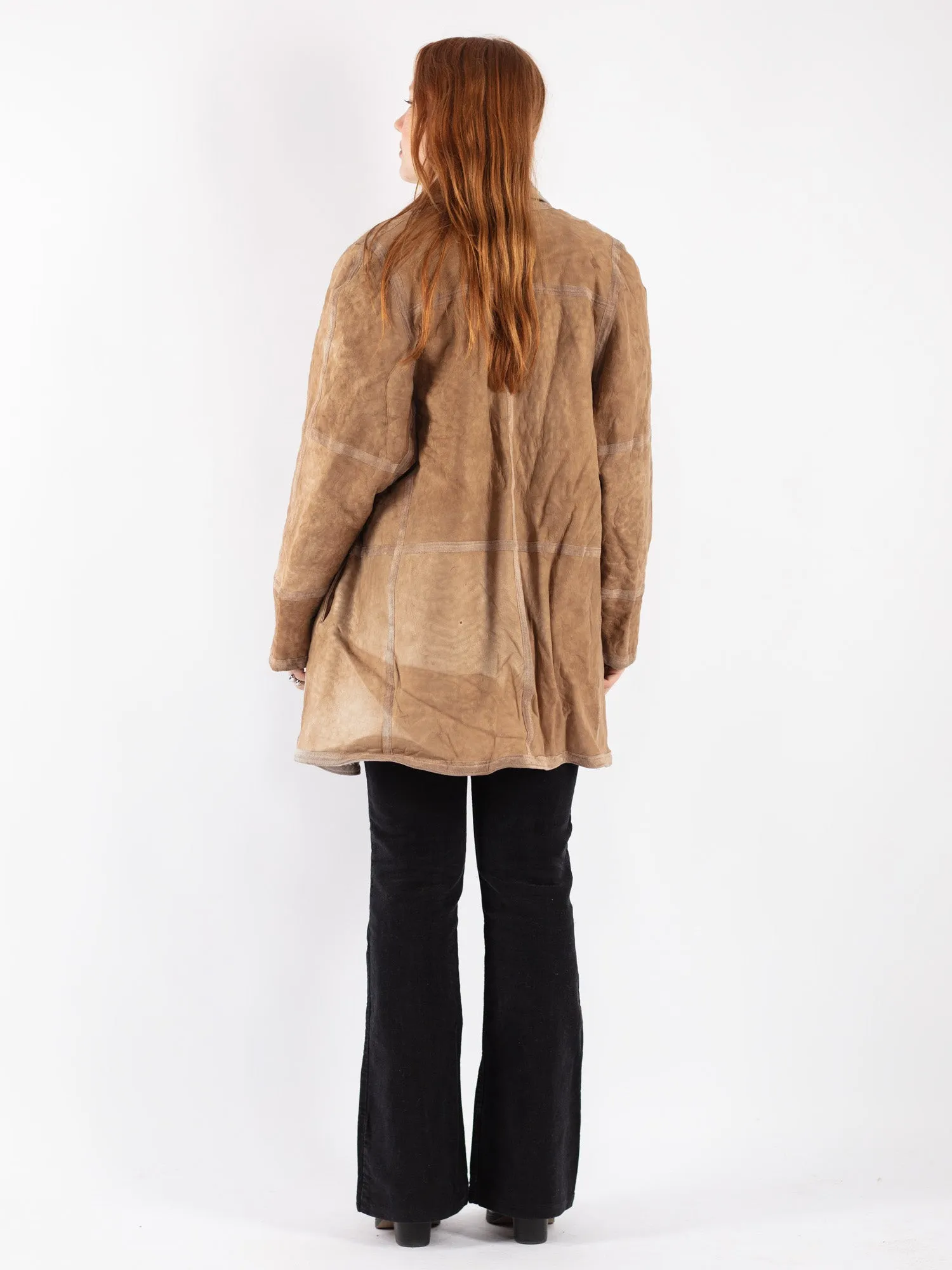 Vintage 90's Women Sheepskin Coat in Beige