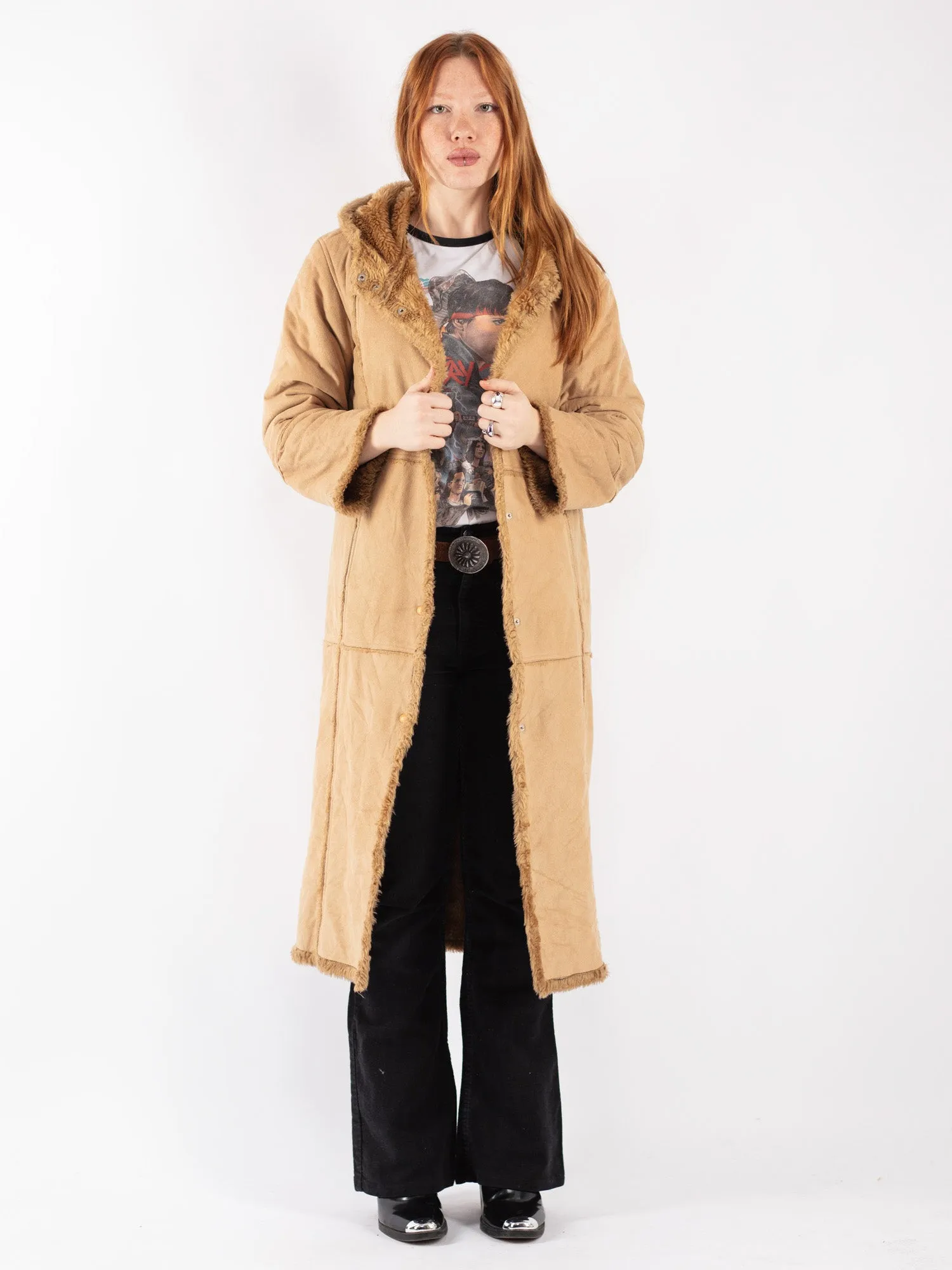 Vintage 90's Women Sherpa Coat in Beige