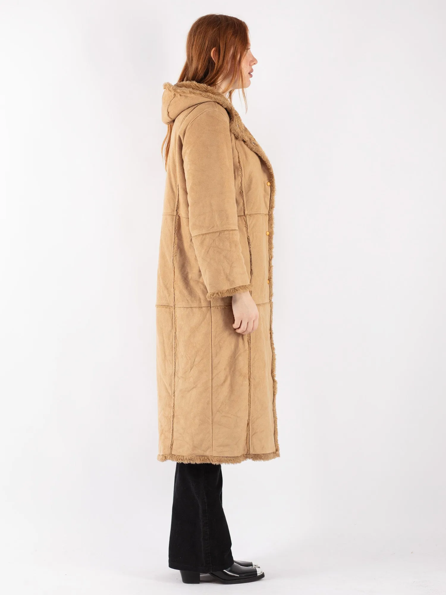 Vintage 90's Women Sherpa Coat in Beige