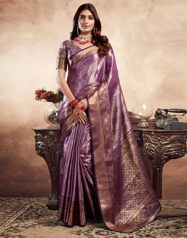 Violet Silk Banarasi Sarees