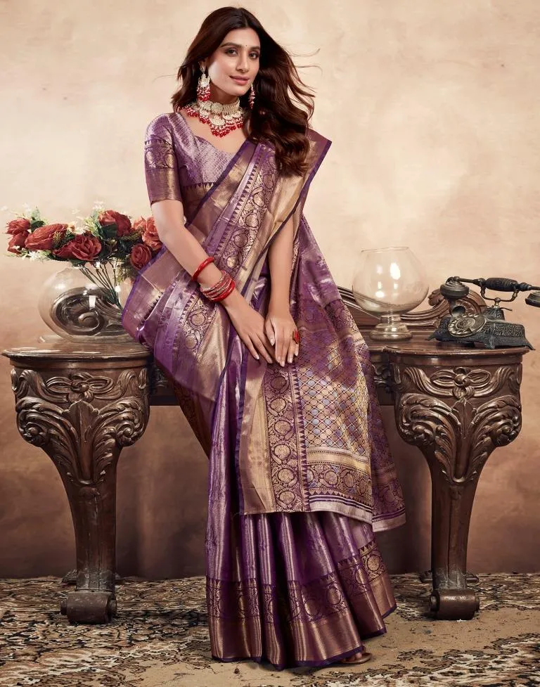 Violet Silk Banarasi Sarees