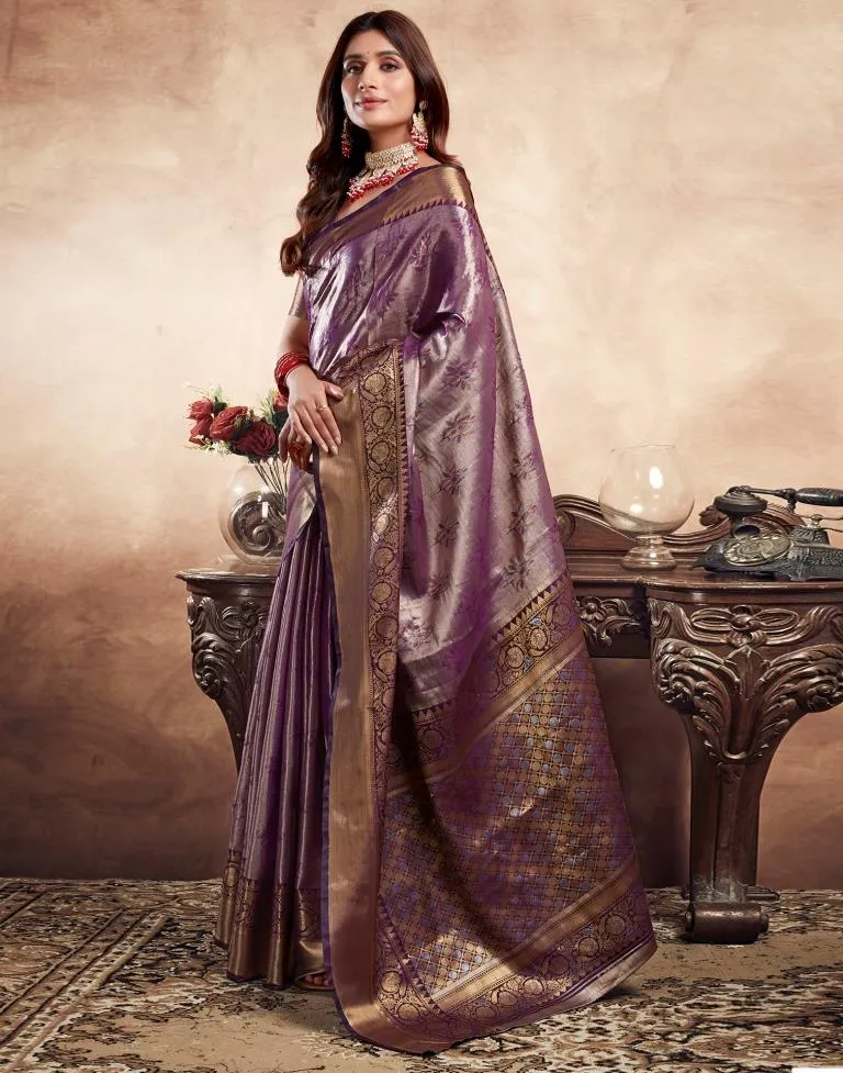 Violet Silk Banarasi Sarees