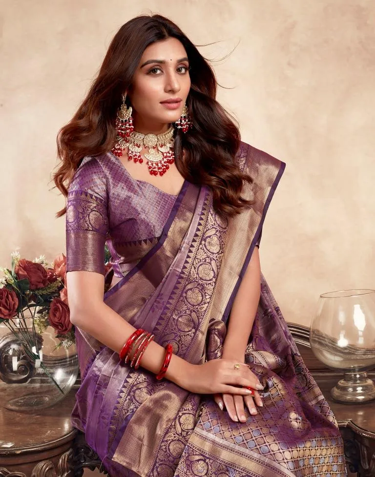 Violet Silk Banarasi Sarees