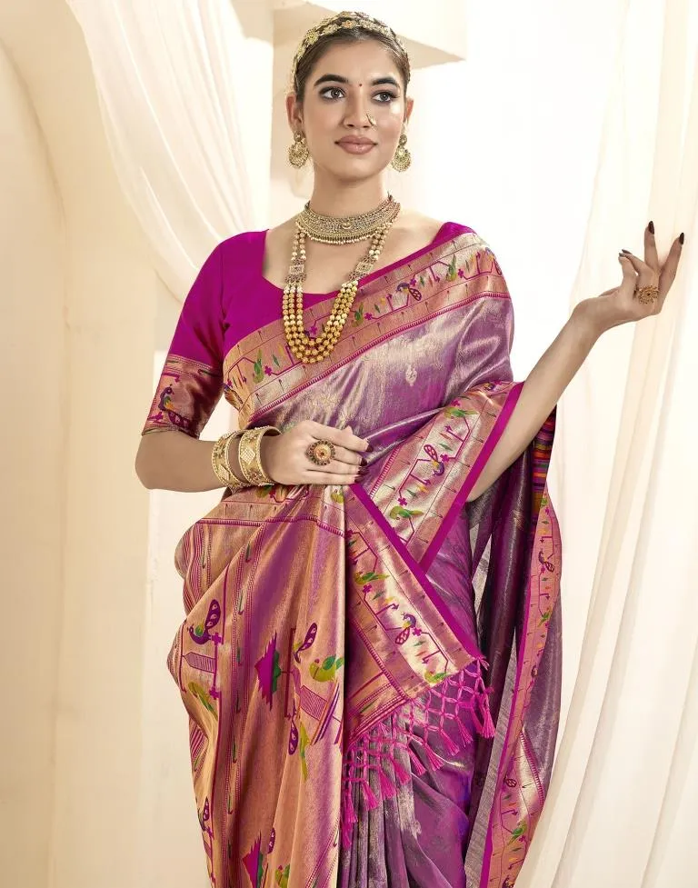 Voilet Silk Woven Sarees