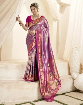 Voilet Silk Woven Sarees