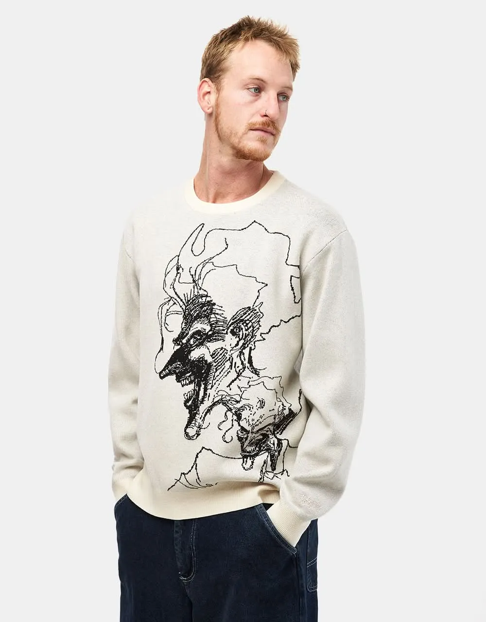 Welcome x Batman Joker Knitted Sweater - Bone