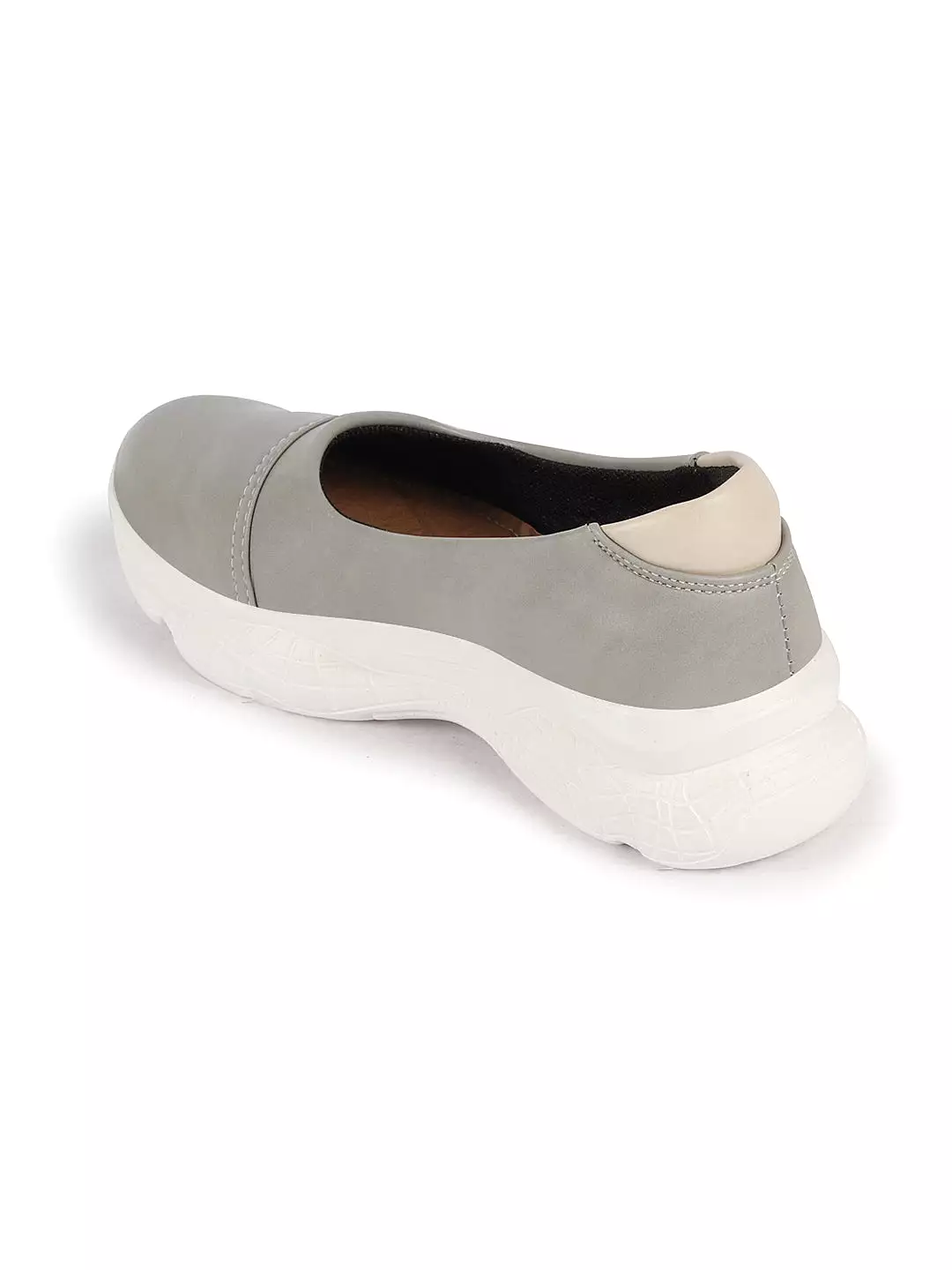 Women Grey Outdoor Fashion Stitched Design Slip On Shoes