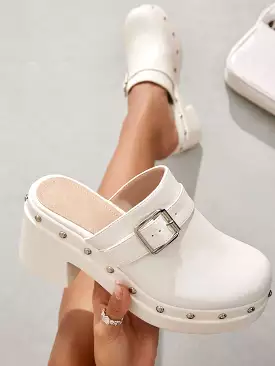 Women Shoes Fashion Chunky White Outdoor High Heel Shoes