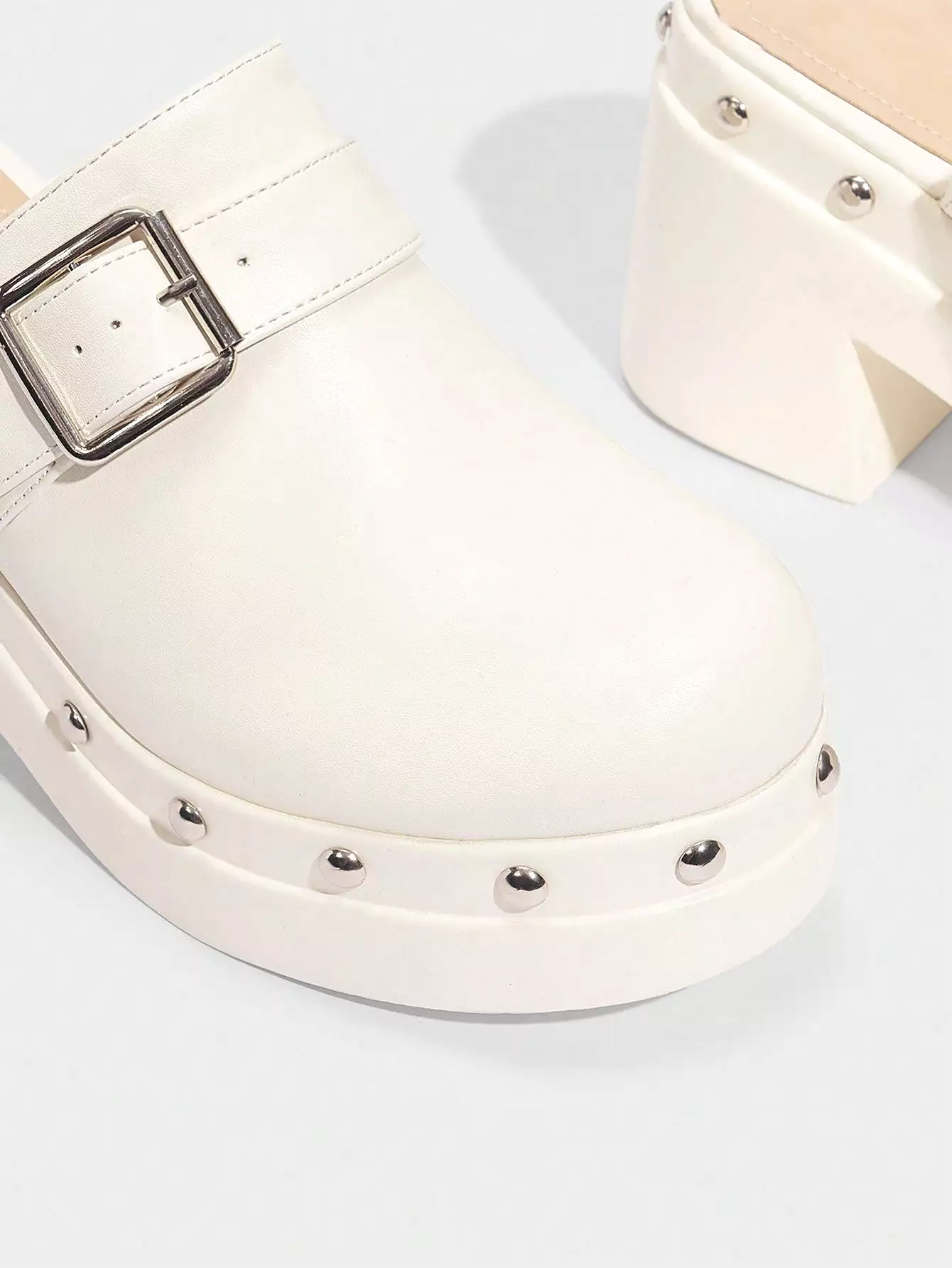 Women Shoes Fashion Chunky White Outdoor High Heel Shoes