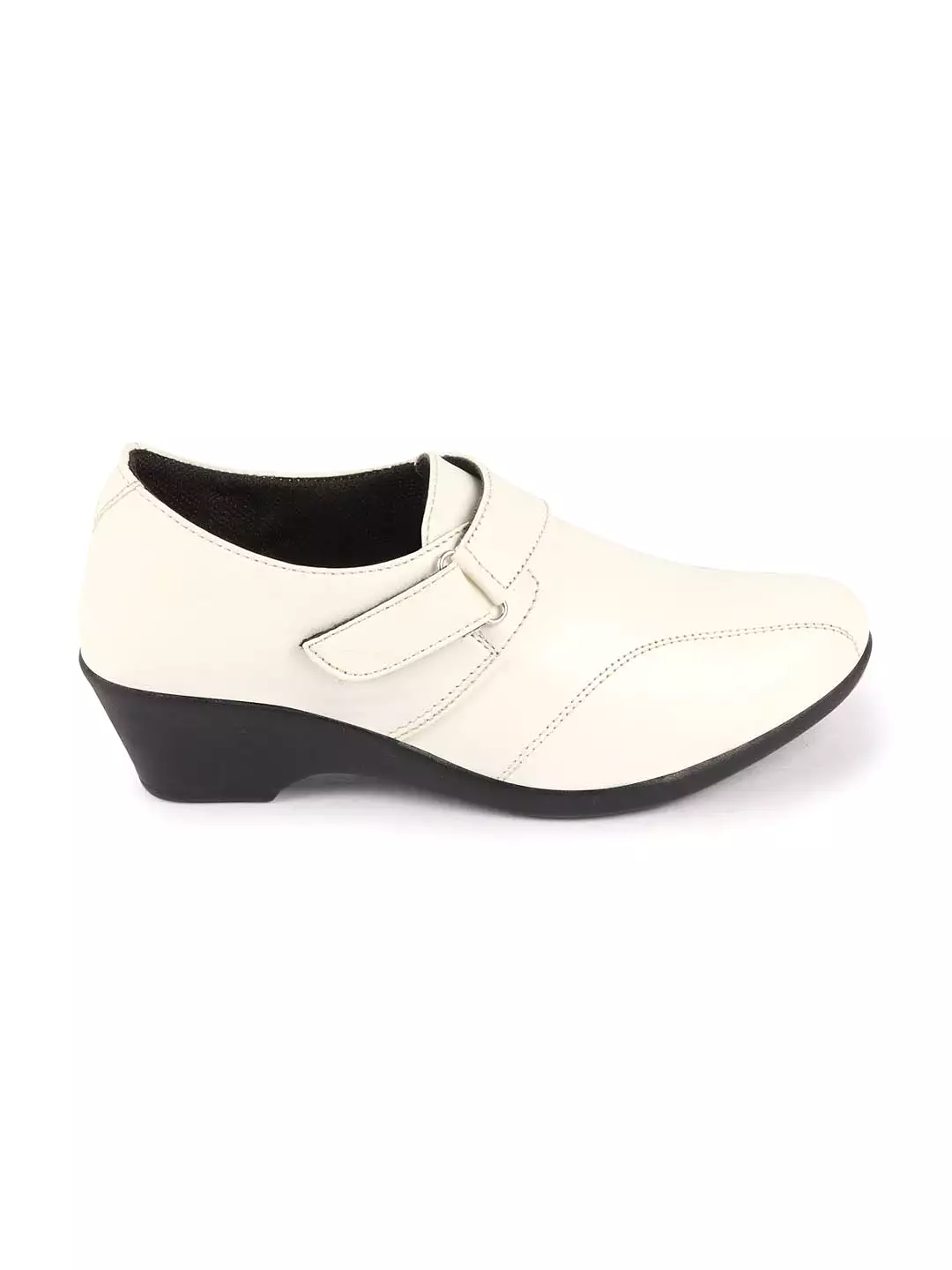 Women White Outdoor Fashion Hook and Loop Platform Heel Wedges