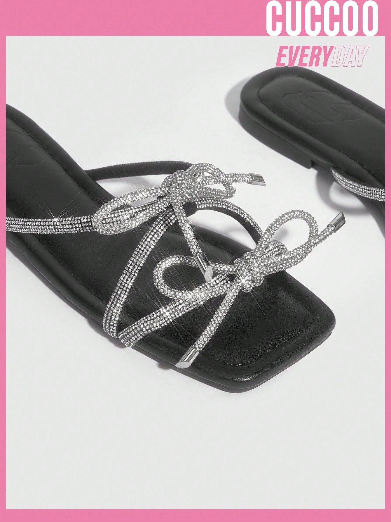 Women'S Fashionable Bowknot & Diamond Decor Flat Sandals