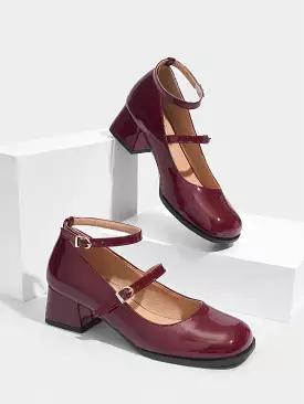 Women's Fashionable Simple Wine Red High-Heeled Shoes