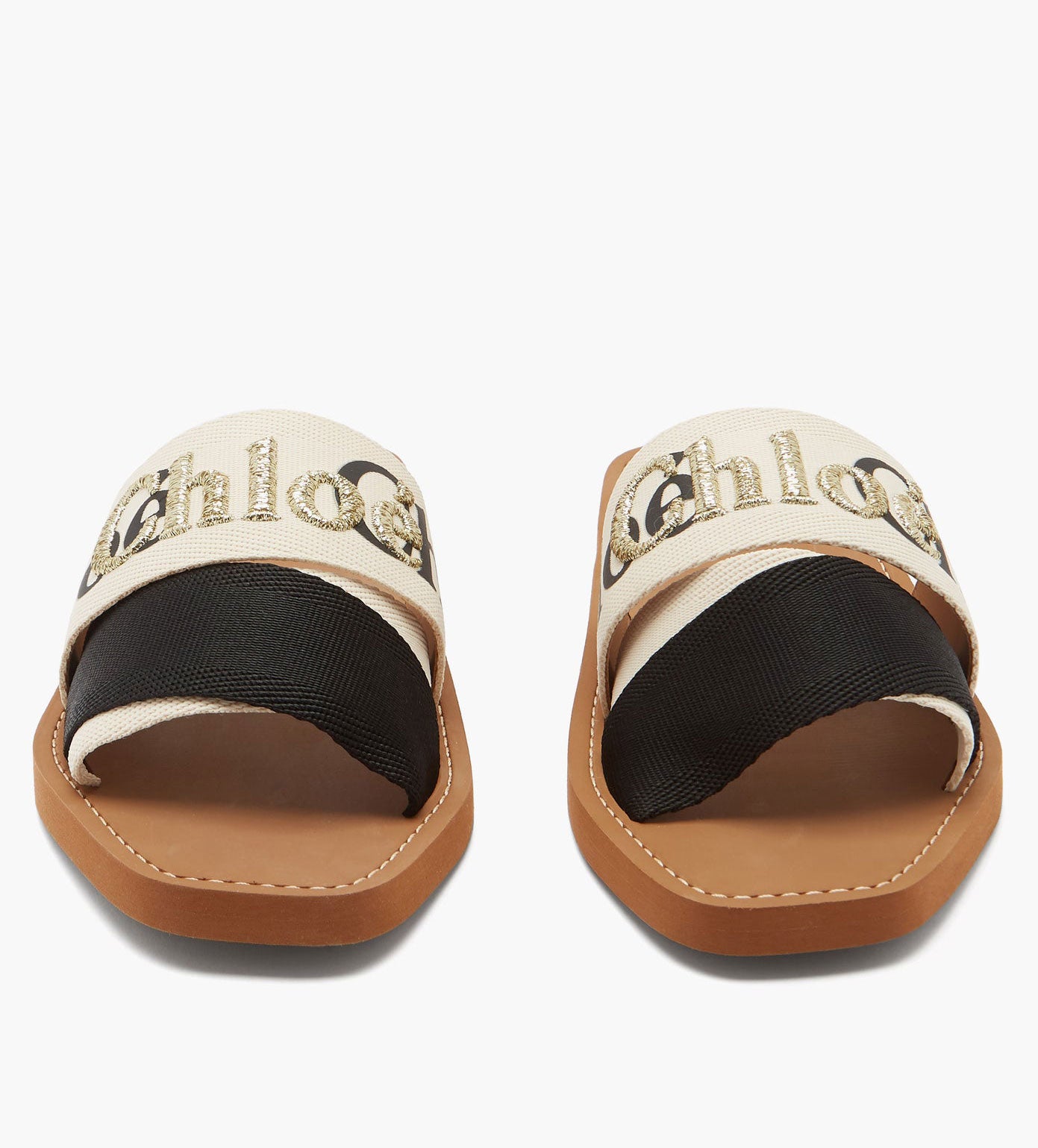 Woody Embroidered Logo Slide, Black /White