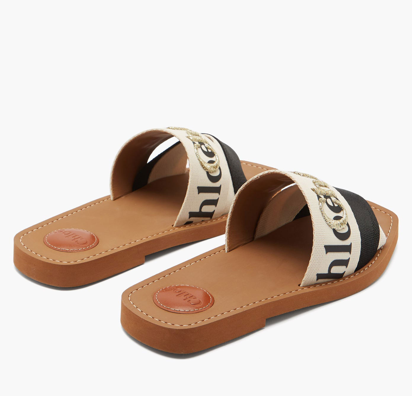 Woody Embroidered Logo Slide, Black /White